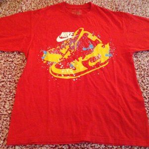 VINTAGE NIKE SPLASHED RED PAINT SNEAKER DESIGN KICKS SIZE MEDIUM PRE-OWNED